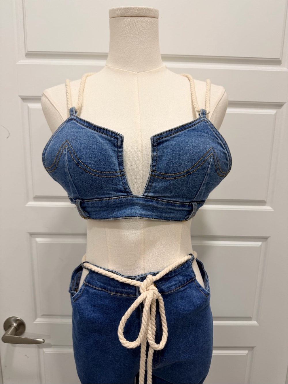 Athina Blue Denim Two-Piece Set NWT - Picture 6 of 16